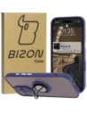 Bizon Case Hybrid Ring Apple iPhone 16 smoky with a navy blue frame