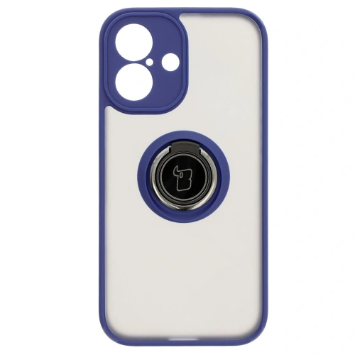 Buy Bizon Case Hybrid Ring Apple iPhone 16 smoky with a navy blue frame - BIZ7114 - {ean13} - Home Screen Store Europe