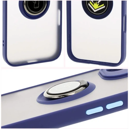 Buy Bizon Case Hybrid Ring Apple iPhone 16 smoky with a navy blue frame - BIZ7114 - {ean13} - Home Screen Store Europe