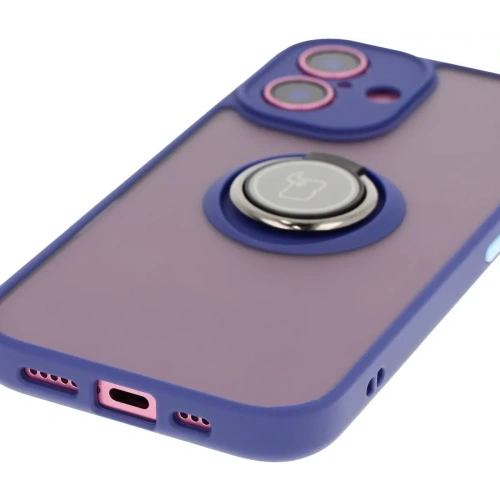 Buy Bizon Case Hybrid Ring Apple iPhone 16 smoky with a navy blue frame - BIZ7114 - {ean13} - Home Screen Store Europe