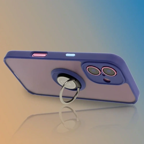 Kup Etui s úchopem na prst Bizon Case Hybrid Ring pro Apple iPhone 16 kouřové s modrým rámečkem - BIZ7114 - {ean13} - Sklep Home Screen