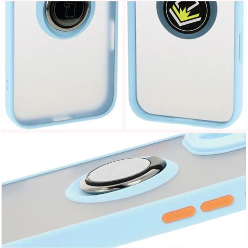Buy Bizon Case Hybrid Ring Apple iPhone 16 smoky with a light blue frame - BIZ7115 - {ean13} - Home Screen Store Europe
