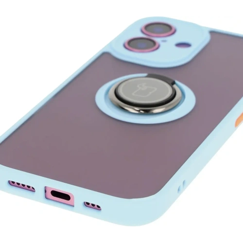 Buy Bizon Case Hybrid Ring Apple iPhone 16 smoky with a light blue frame - BIZ7115 - {ean13} - Home Screen Store Europe