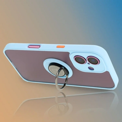 Kup Etui s úchopem na prst Bizon Case Hybrid Ring pro Apple iPhone 16 kouřové s jasně modrým rámečkem - BIZ7115 - {ean13} - Sklep Home Screen