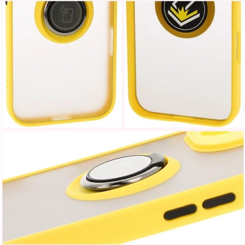 Buy Bizon Case Hybrid Ring Apple iPhone 16 smoky with a yellow frame - BIZ7116 - {ean13} - Home Screen Store Europe