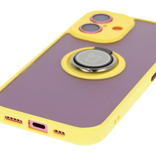 Buy Bizon Case Hybrid Ring Apple iPhone 16 smoky with a yellow frame - BIZ7116 - {ean13} - Home Screen Store Europe