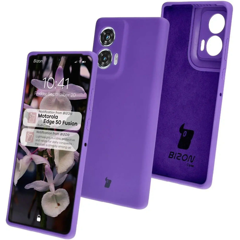 Silikonowe etui Bizon Soft Case do Motorola Edge 50 Fusion fioletowe