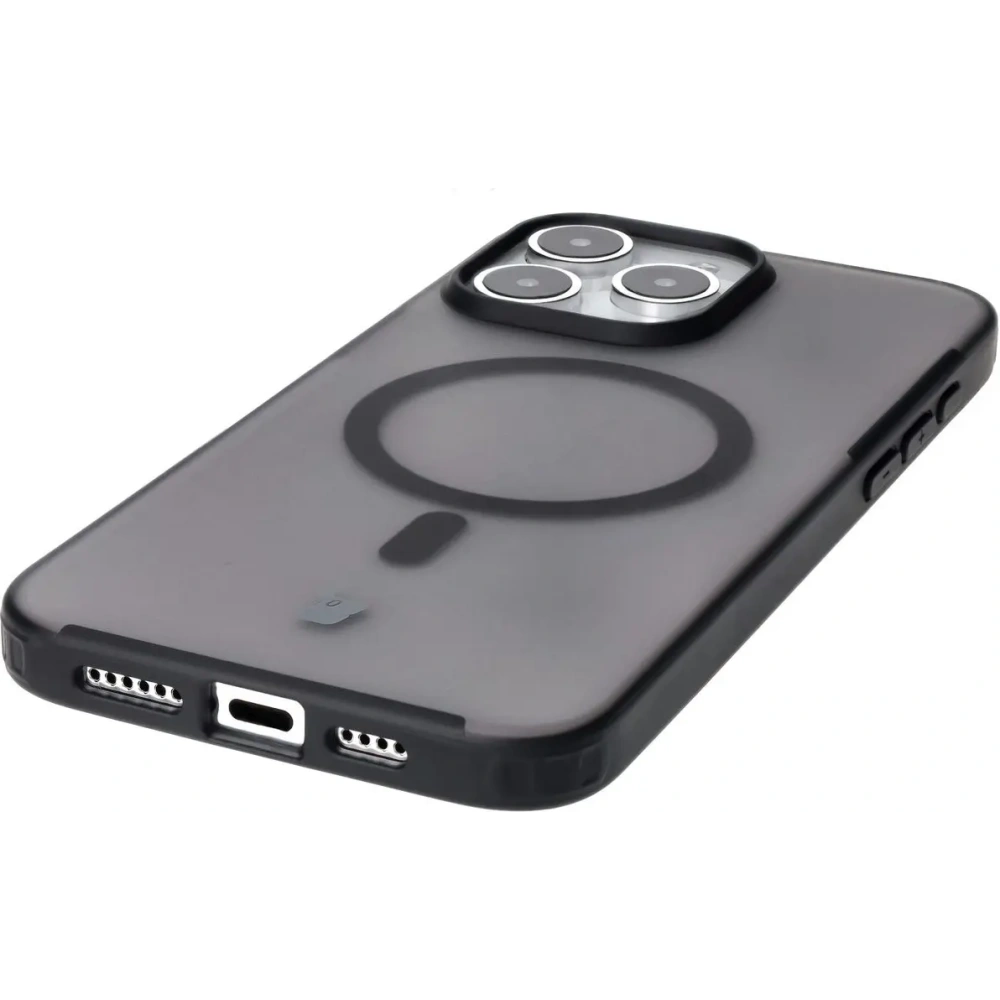 Etui z pierścieniem magnetycznym Bizon Case MatteO do Apple iPhone 15 Pro Max półprzezroczyste z czarną ramką