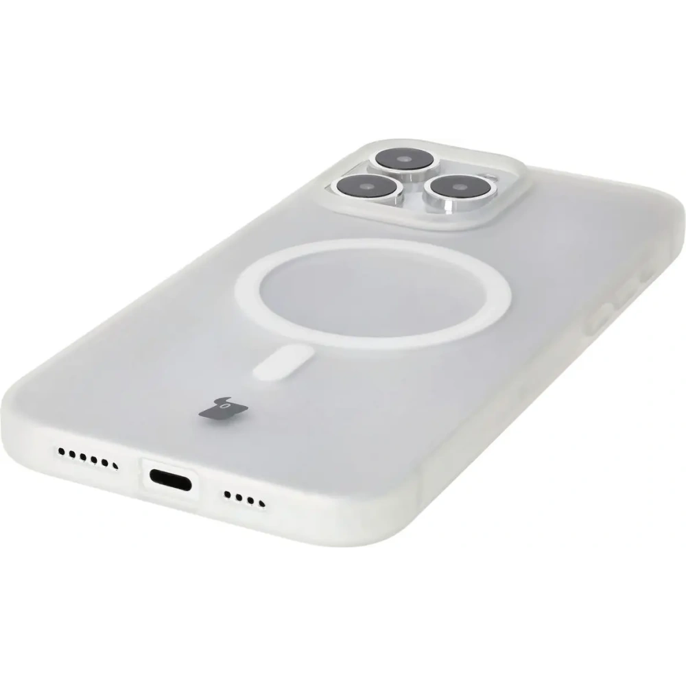 Etui z pierścieniem magnetycznym Bizon Case MatteO do Apple iPhone 15 Pro Max półprzezroczyste