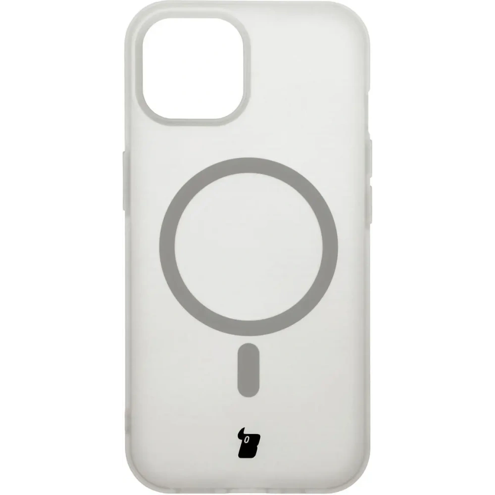 Etui z pierścieniem magnetycznym Bizon Case MatteO do Apple iPhone 15 półprzezroczyste