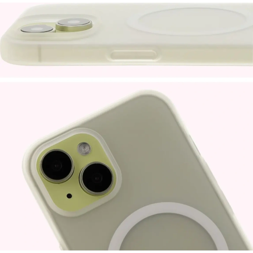 Etui z pierścieniem magnetycznym Bizon Case MatteO do Apple iPhone 15 półprzezroczyste