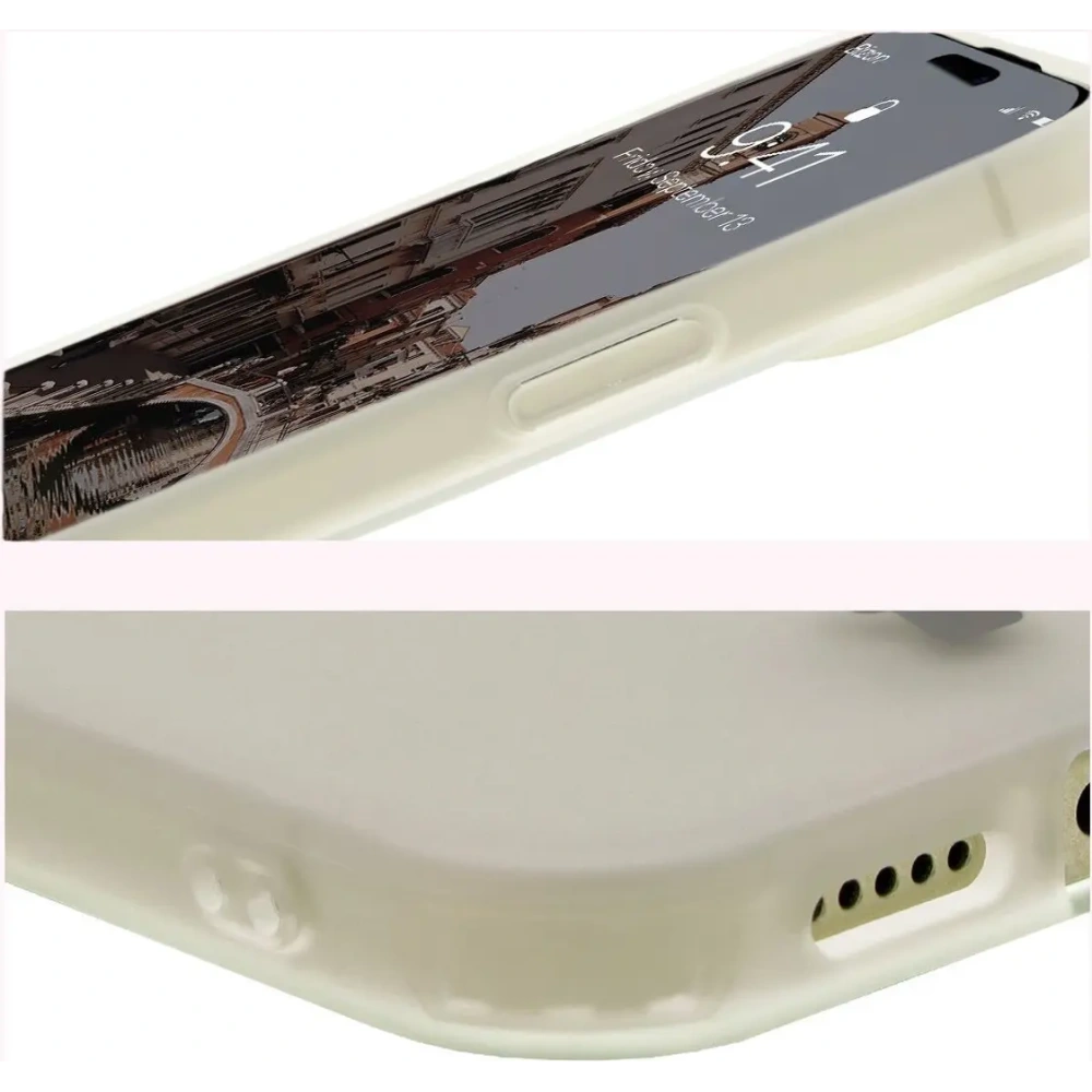 Etui z pierścieniem magnetycznym Bizon Case MatteO do Apple iPhone 15 półprzezroczyste