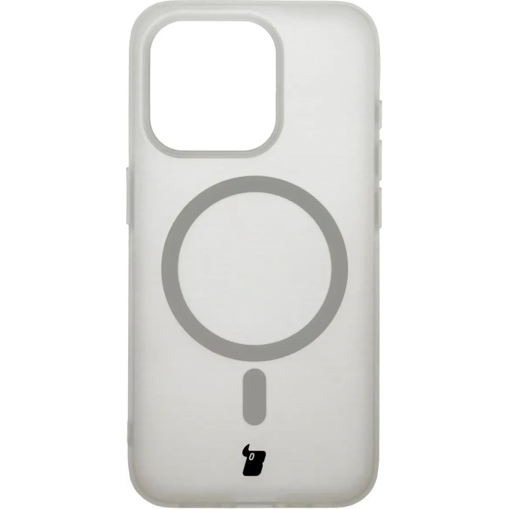 Etui z pierścieniem magnetycznym Bizon Case MatteO do Apple iPhone 15 Pro półprzezroczyste