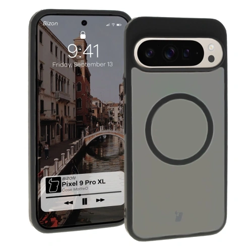 Kup Etui z pierścieniem magnetycznym Bizon Case MatteO do Google Pixel 9 Pro XL półprzezroczyste z czarną ramką - BIZ7133 - {ean13} - Sklep Home Screen