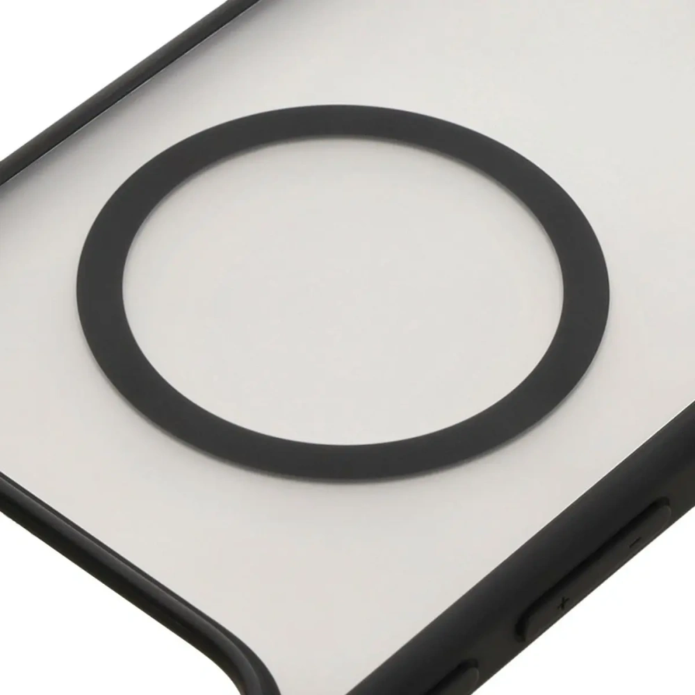 Etui z pierścieniem magnetycznym Bizon Case MatteO do Google Pixel 9 Pro XL półprzezroczyste z czarną ramką