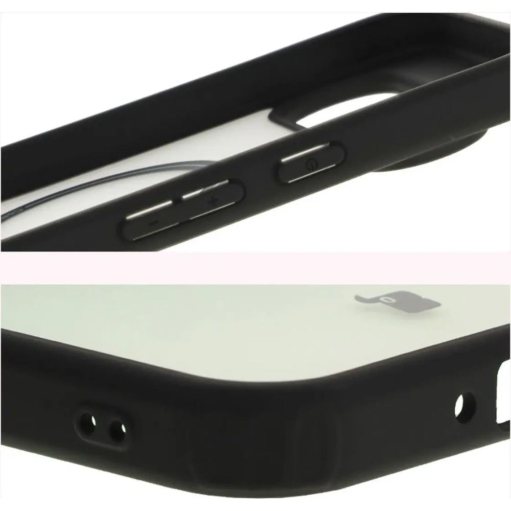 Etui z pierścieniem magnetycznym Bizon Case MatteO do Google Pixel 9 Pro XL półprzezroczyste z czarną ramką