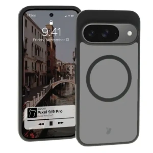 Kup Etui z pierścieniem magnetycznym Bizon Case MatteO do Google Pixel 9/9 Pro półprzezroczyste z czarną ramką - BIZ7134 - {ean13} - Sklep Home Screen