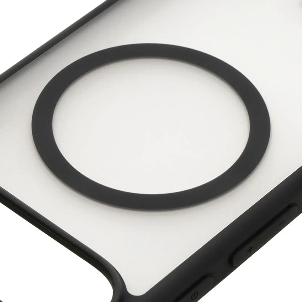 Etui z pierścieniem magnetycznym Bizon Case MatteO do Google Pixel 9/9 Pro półprzezroczyste z czarną ramką