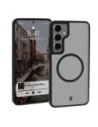 Etui s magnetickým kroužkem Bizon Case MatteO pro Samsung Galaxy S24 Plus poloprůhledné s černým rámečkem