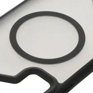 Etui s magnetickým kroužkem Bizon Case MatteO pro Samsung Galaxy S24 Ultra poloprůhledné s černým rámem