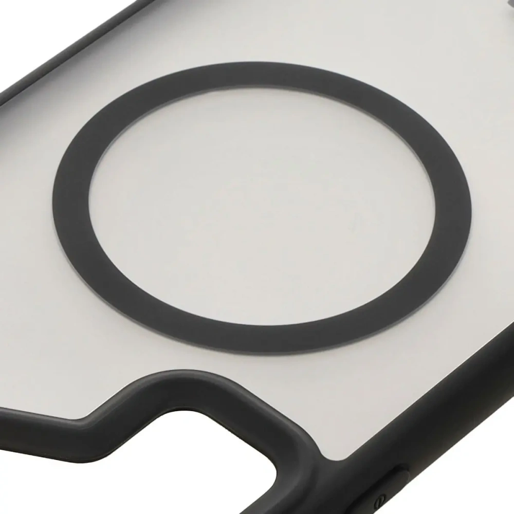 Etui z pierścieniem magnetycznym Bizon Case MatteO do Samsung Galaxy S24 Ultra półprzezroczyste z czarną ramką