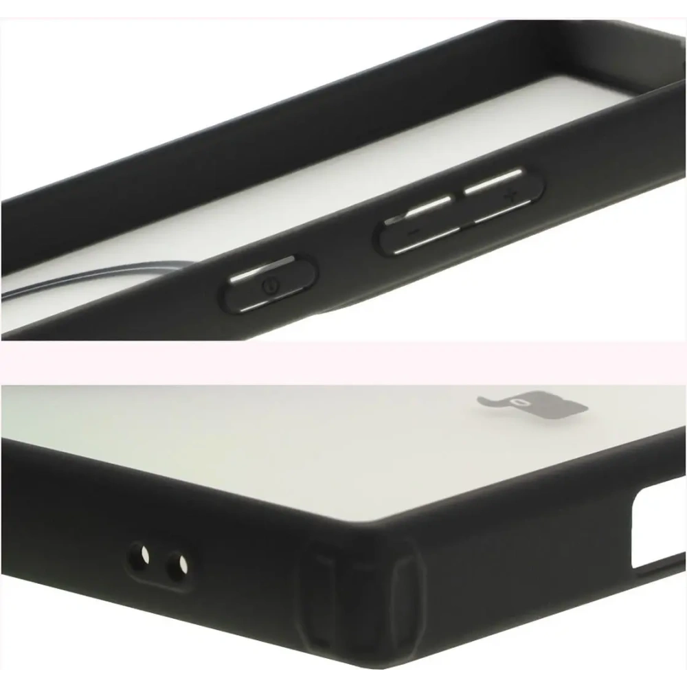 Etui z pierścieniem magnetycznym Bizon Case MatteO do Samsung Galaxy S24 Ultra półprzezroczyste z czarną ramką