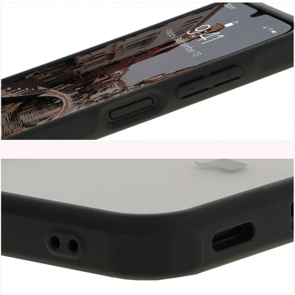 Etui z pierścieniem magnetycznym Bizon Case MatteO do Samsung Galaxy A16 4G/5G półprzezroczyste z czarną ramką