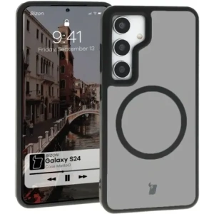 Kup Etui z pierścieniem magnetycznym Bizon Case MatteO do Samsung Galaxy S24 półprzezroczyste z czarną ramką - BIZ7139 - {ean13} - Sklep Home Screen