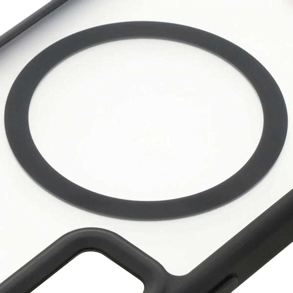 Etui z pierścieniem magnetycznym Bizon Case MatteO do Samsung Galaxy S24 półprzezroczyste z czarną ramką