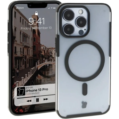 Kup Etui z pierścieniem magnetickým Bizon Case MatteO do Apple iPhone 13 Pro poloprůhledné s černým rámečkem - BIZ7141 - {ean13} - Sklep Home Screen