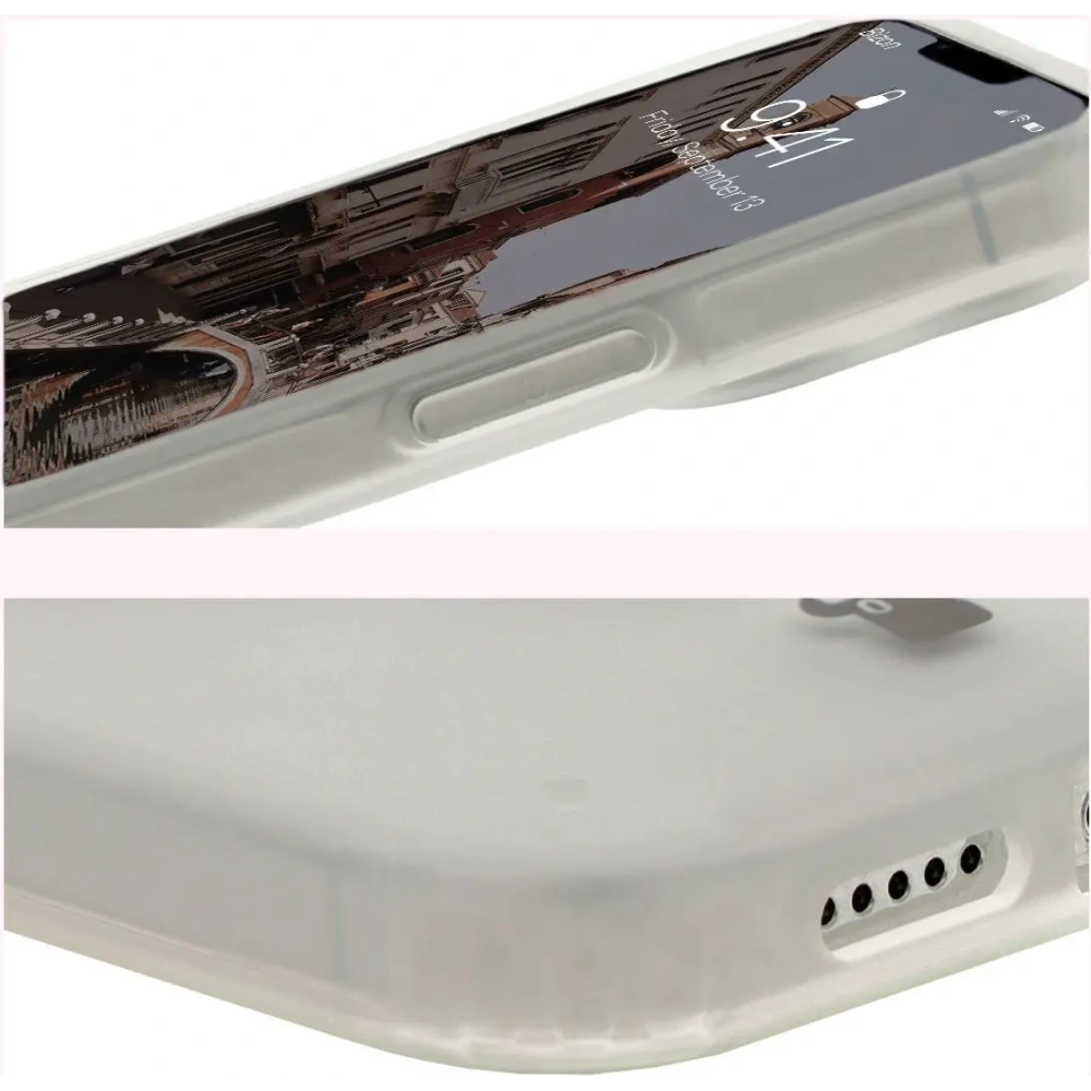 Etui z pierścieniem magnetycznym Bizon Case MatteO do Apple iPhone 13 Pro półprzezroczyste z przezroczystą ramką