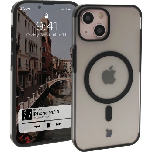 Kup Etui z pierścieniem magnetycznym Bizon Case MatteO do Apple iPhone 14 / Phone 13 półprzezroczyste z czarną ramką - BIZ7143 - {ean13} - Sklep Home Screen
