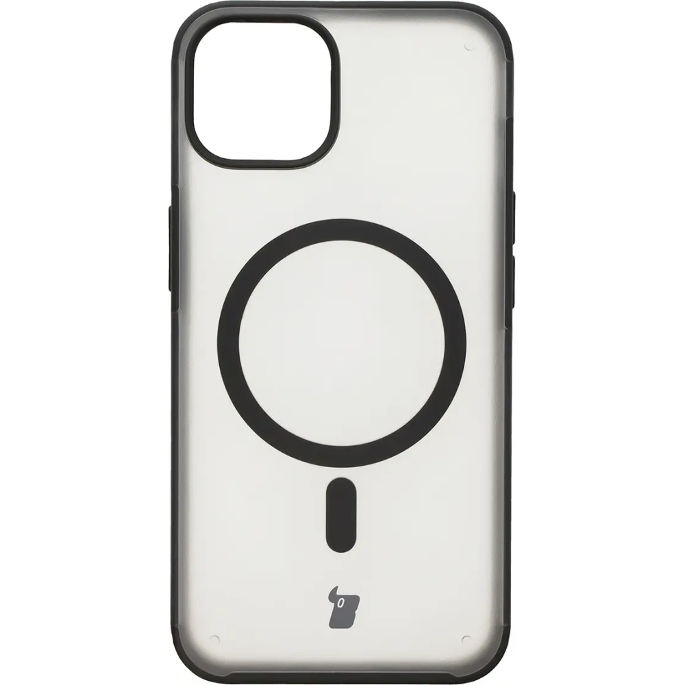 Etui z pierścieniem magnetycznym Bizon Case MatteO do Apple iPhone 14 / Phone 13 półprzezroczyste z czarną ramką