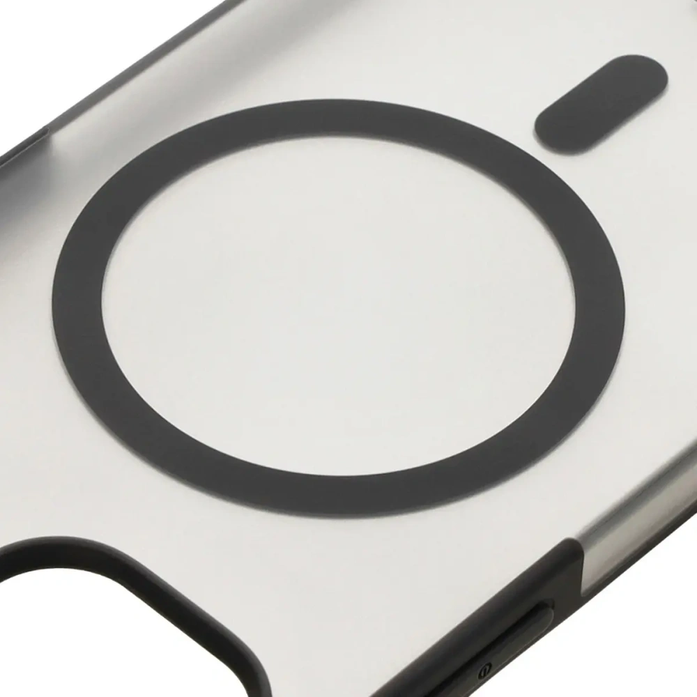 Etui z pierścieniem magnetycznym Bizon Case MatteO do Apple iPhone 14 / Phone 13 półprzezroczyste z czarną ramką