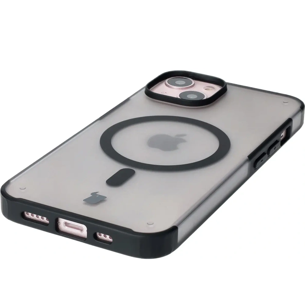 Etui z pierścieniem magnetycznym Bizon Case MatteO do Apple iPhone 14 / Phone 13 półprzezroczyste z czarną ramką