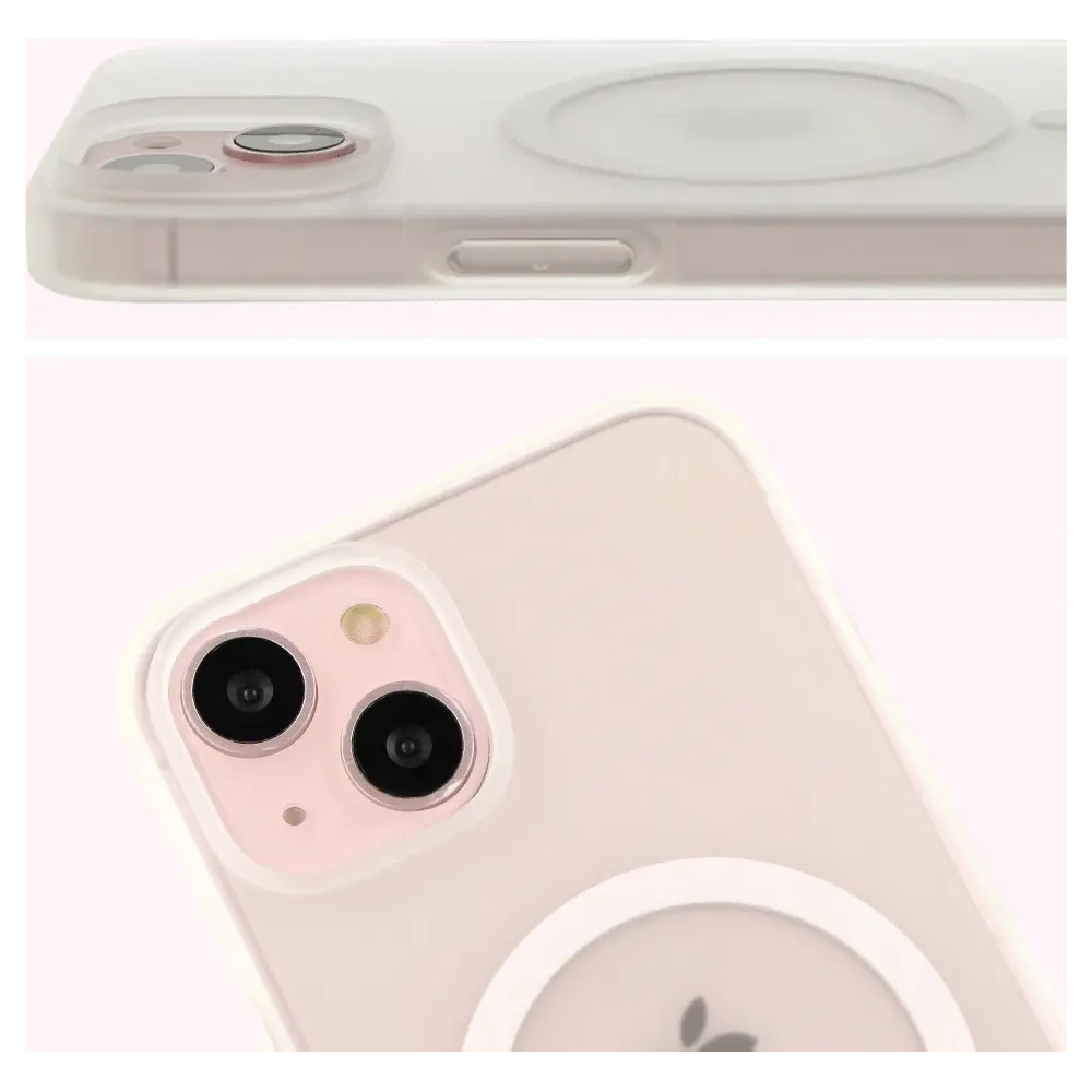 Etui z pierścieniem magnetycznym Bizon Case MatteO do Apple iPhone 14 / Phone 13 półprzezroczyste z przezroczystą ramką