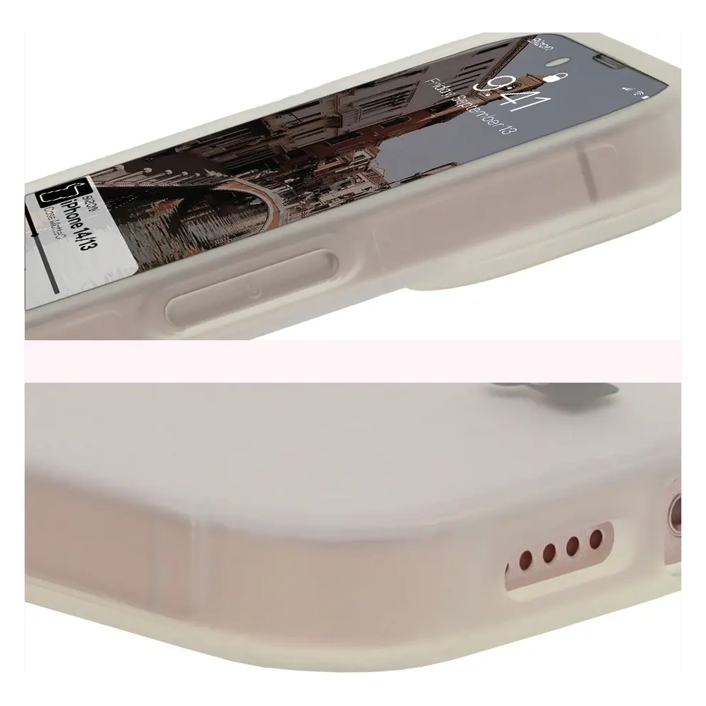 Etui z pierścieniem magnetycznym Bizon Case MatteO do Apple iPhone 14 / Phone 13 półprzezroczyste z przezroczystą ramką