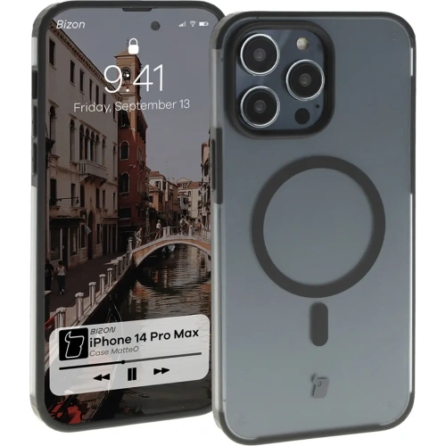 Kup Etui z pierścieniem magnetickým Bizon Case MatteO do Apple iPhone 14 Pro Max poloprůhledné s černým rámečkem - BIZ7145 - {ean13} - Sklep Home Screen
