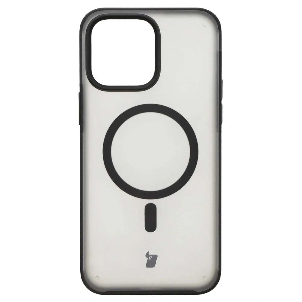 Etui z pierścieniem magnetycznym Bizon Case MatteO do Apple iPhone 14 Pro Max półprzezroczyste z czarną ramką