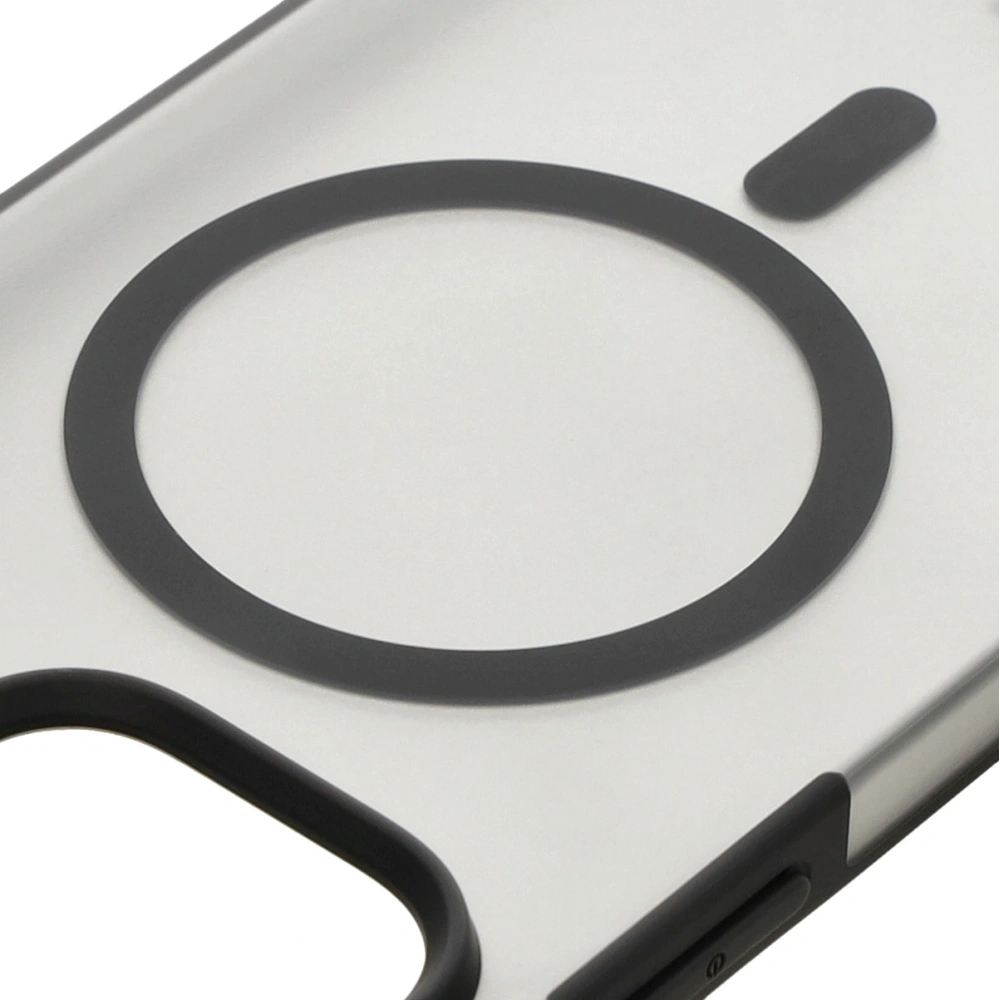 Etui z pierścieniem magnetycznym Bizon Case MatteO do Apple iPhone 14 Pro Max półprzezroczyste z czarną ramką