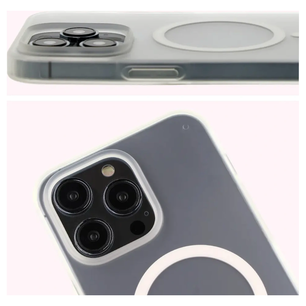 Etui z pierścieniem magnetycznym Bizon Case MatteO do Apple iPhone 14 Pro Max półprzezroczyste z przezroczystą ramką