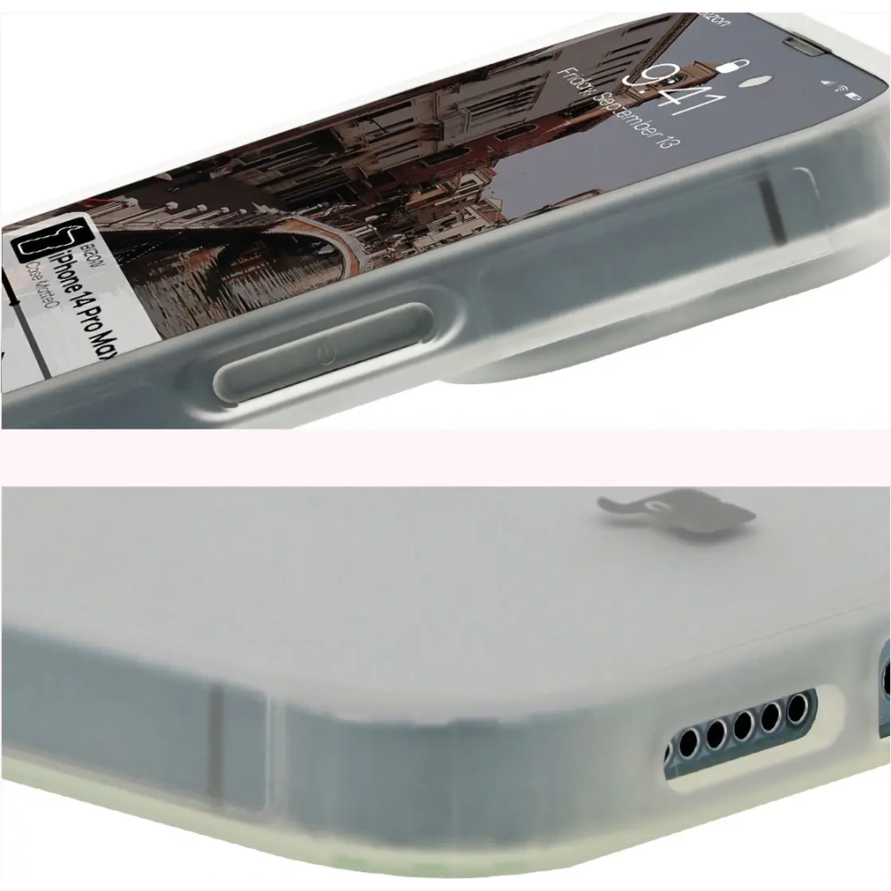 Etui z pierścieniem magnetycznym Bizon Case MatteO do Apple iPhone 14 Pro Max półprzezroczyste z przezroczystą ramką