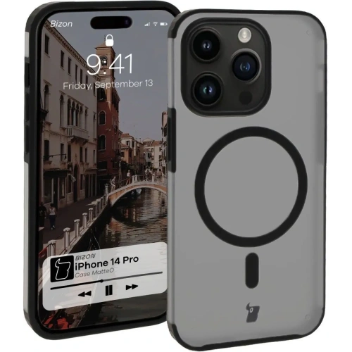 Kup Etui z pierścieniem magnetycznym Bizon Case MatteO do Apple iPhone 14 Pro półprzezroczyste z czarną ramką - BIZ7147 - {ean13} - Sklep Home Screen