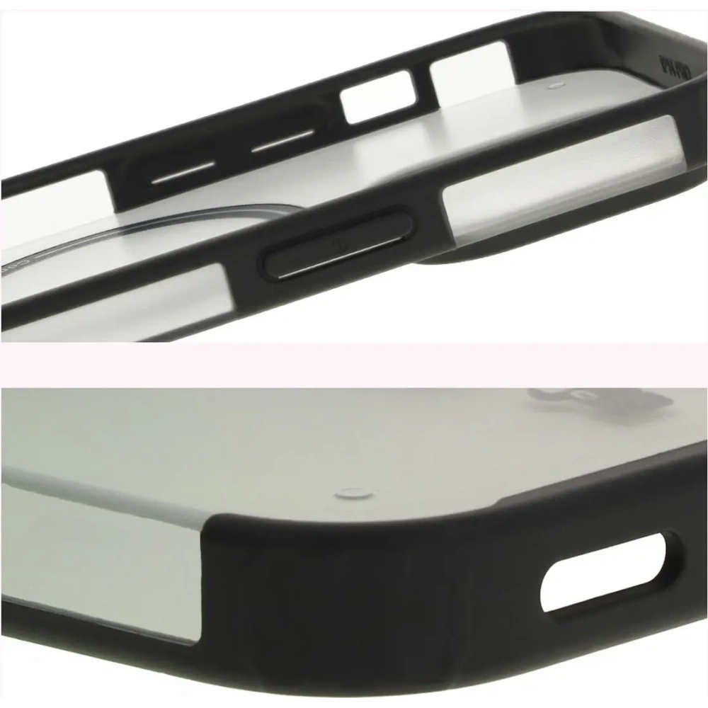Etui z pierścieniem magnetycznym Bizon Case MatteO do Apple iPhone 14 Pro półprzezroczyste z czarną ramką