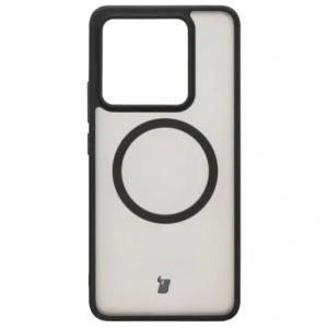 Etui z pierścieniem magnetickým Bizon Case MatteO do Xiaomi 14T poloprůhledné s černým rámem