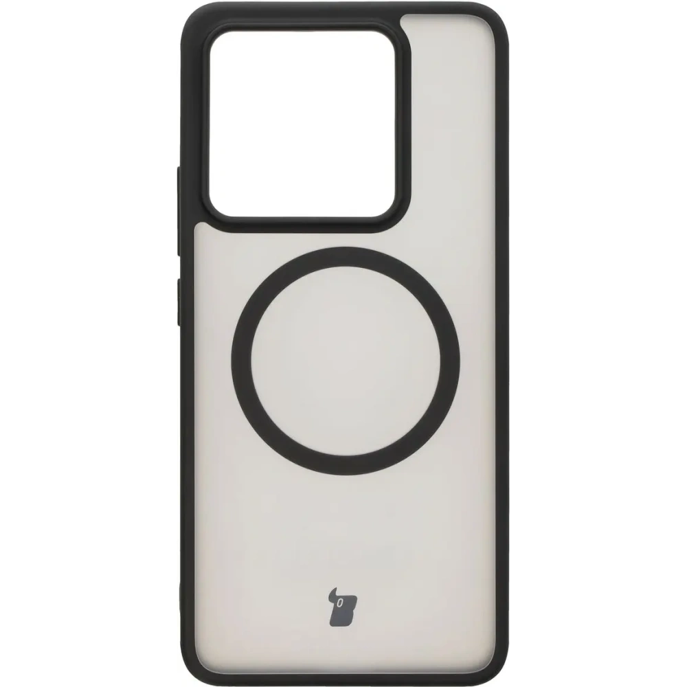 Etui z pierścieniem magnetycznym Bizon Case MatteO do Xiaomi 14T półprzezroczyste z czarną ramką