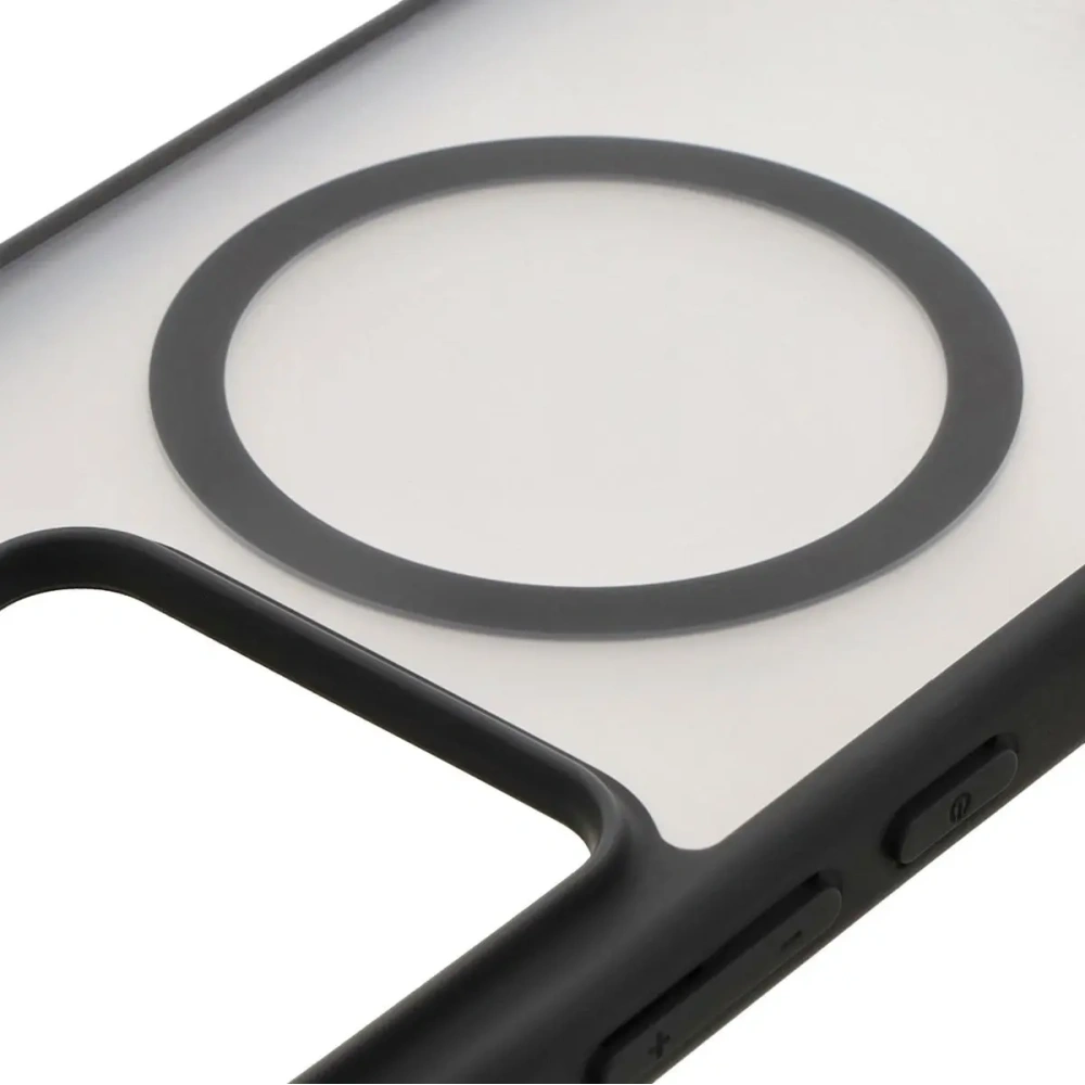 Etui z pierścieniem magnetycznym Bizon Case MatteO do Xiaomi 14T półprzezroczyste z czarną ramką