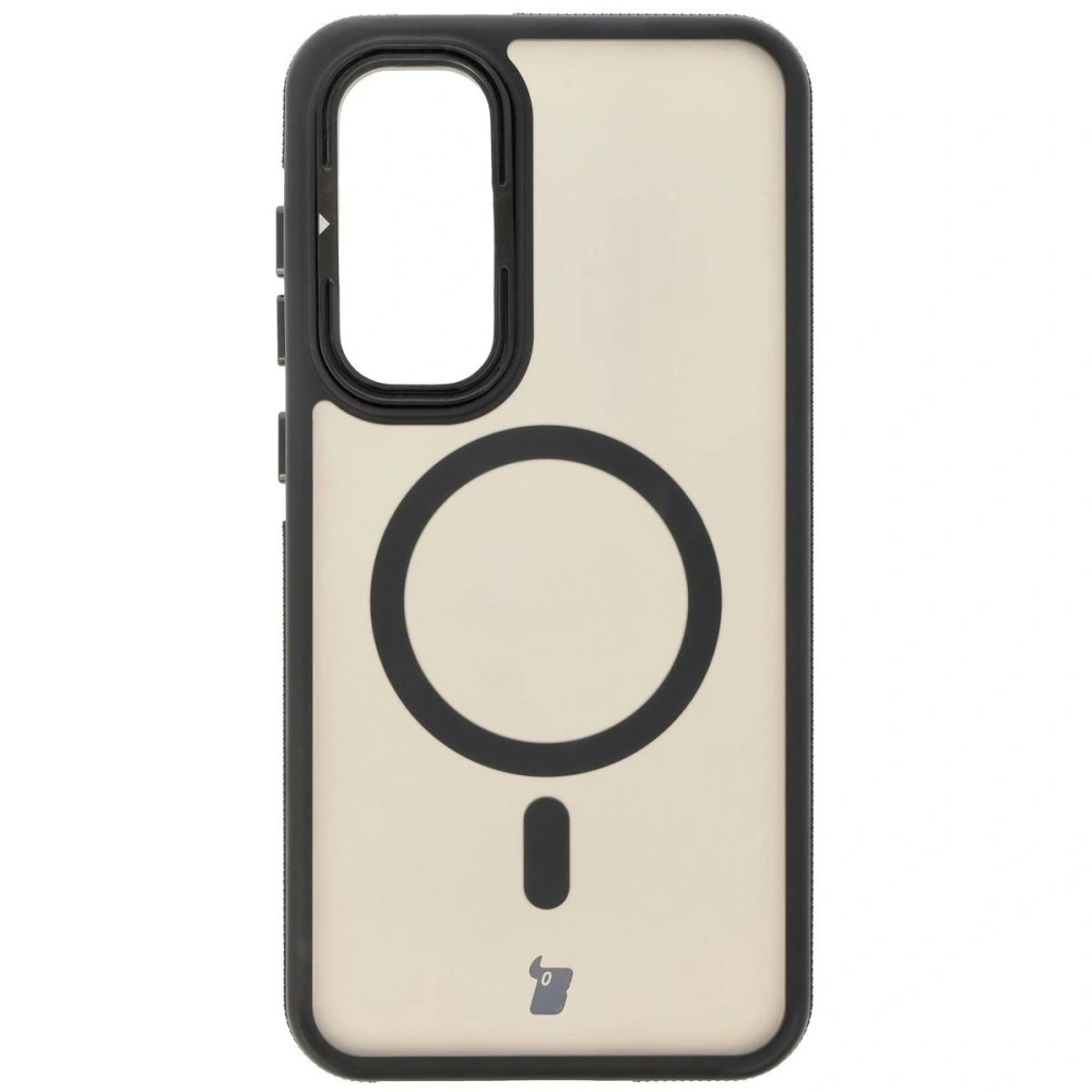 Etui z podstawką i pierścieniem magnetycznym Bizon Case Eclipse do Samsung Galaxy S24 FE przydymione z czarną ramką