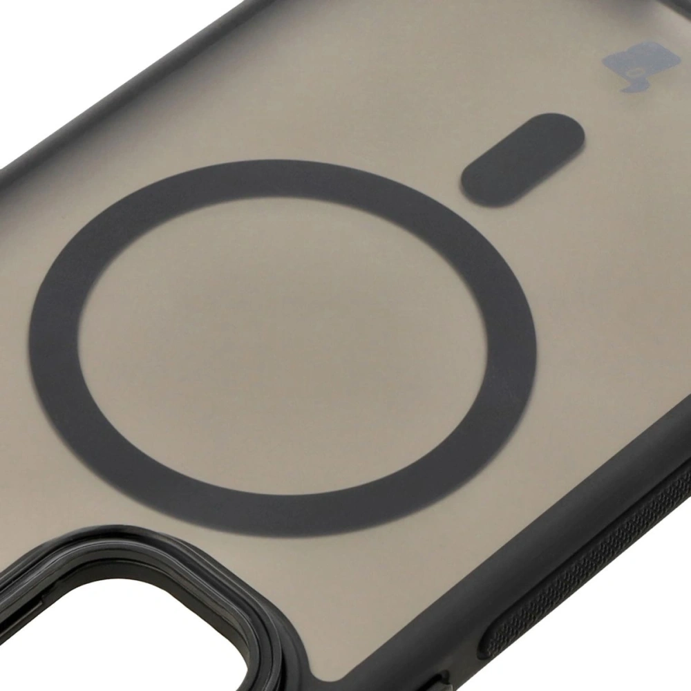 Etui z podstawką i pierścieniem magnetycznym Bizon Case Eclipse do Samsung Galaxy S24 FE przydymione z czarną ramką