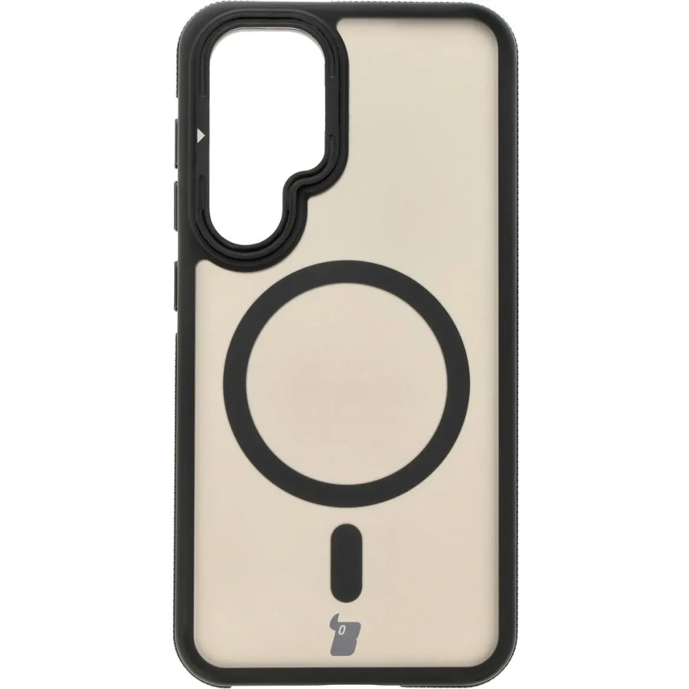 Etui z podstawką i pierścieniem magnetycznym Bizon Case Eclipse do Samsung Galaxy S24 przydymione z czarną ramką